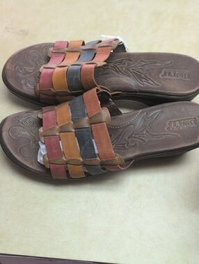 Born Multicolor Woven Leather Slide Sandals